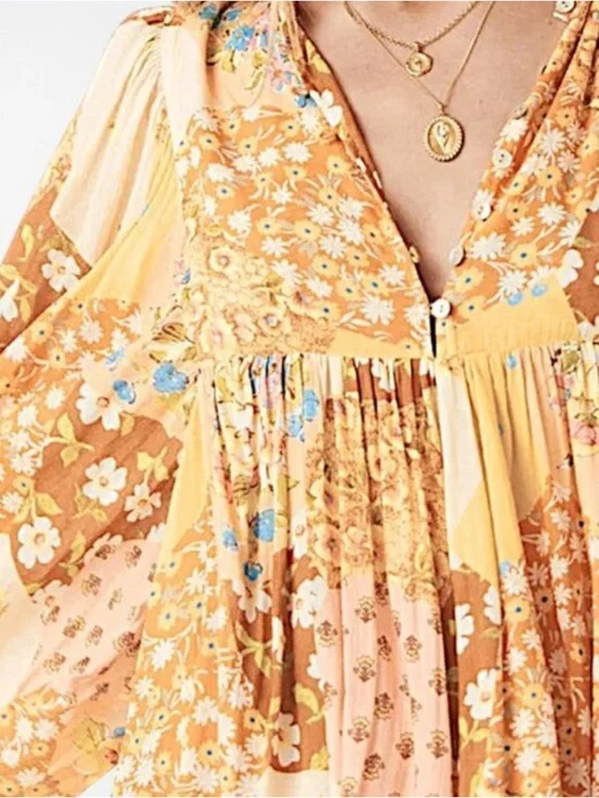 Spell Freda Boho Mini Dress in Amber - Size Small - Picture 5 of 9